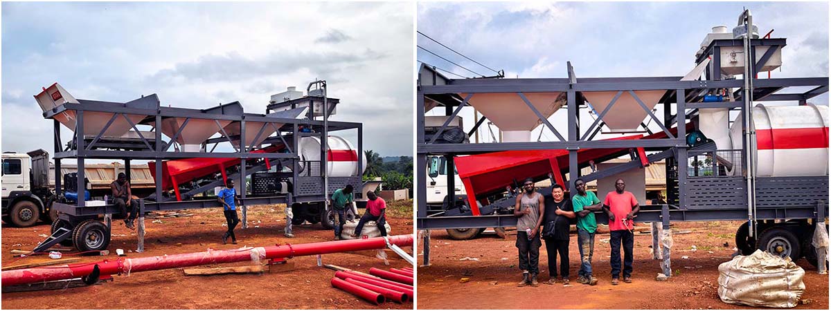 YHZM35 Mobile Concrete Batching Plant in Ghana