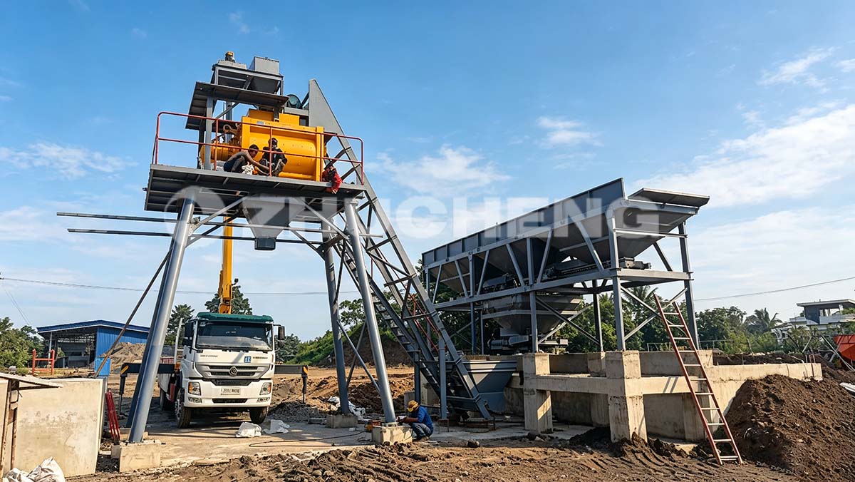 HZS50 Concrete Batching Plant in Philippines